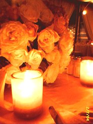 Flowers and candles.